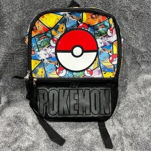 Pokemon backpack with all-over character print and an embossed rubber poke ball